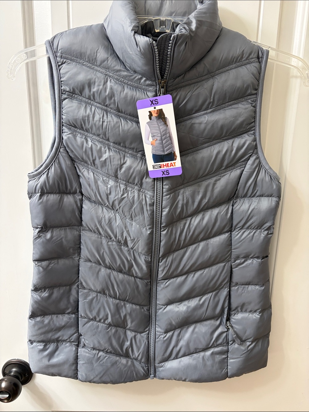 32 Heat Slate Gray Quilted Packable Puffer Vest - XS